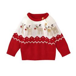 Verve Jelly Kleinkind Kinder Baby Jungen Mädchen Pullover Rentier Print Sweatshirt Langarm Lose Pullover Herbst Winter Kleidung Casual Bluse Tops Rot 4 80 3-6 Monate von Verve Jelly