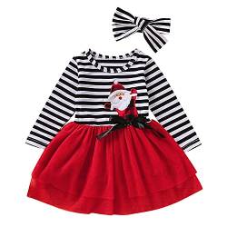 Verve Jelly Kleinkind Kinder Baby Mädchen Herbst Winter Kleid Kleidung Santa Gestreiftes Kleid Prinzessin Playwear Outfits Rot-Santa 110 3-4 Jahre von Verve Jelly