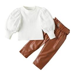 Verve Jelly Kleinkind Kinder Baby Mädchen Mode Kleidung Puff Langarm T-Shirt Rippstrick Bluse Top Herbst Winter Outfits Weiß 90 1-2 Jahre von Verve Jelly