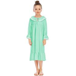 Verve Jelly Mädchen Baumwolle Langarm Nachthemden Rüschen Nachthemden Pyjamas Nachthemd Prinzessin Pyjama Nachtwäsche Grün 9-10 Jahre von Verve Jelly