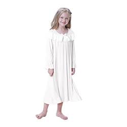 Verve Jelly Mädchen Baumwolle Nachthemd Langarm Prinzessin Spitze Nachtwäsche Kleid Mädchen Pyjama Baumwolle Nachthemd Weiß 120 6-7 Jahre von Verve Jelly
