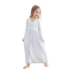 Verve Jelly Mädchen Prinzessin Nachthemd Langarm Spitze Nachthemd Baby Pyjamas Kleid Kleinkind Mädchen V-Ausschnitt Schlafkleid Weiß 100 3-4 Jahre von Verve Jelly