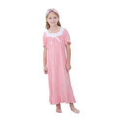 Verve Jelly Nachthemden für Mädchen Vintage Nachtwäsche Pyjamakleid Prinzessin Spitze Schlafkleid Lose Homewear Rosa 110 5-6 Jahre von Verve Jelly