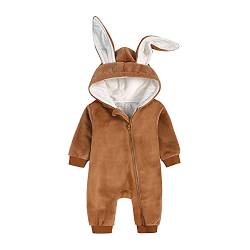 Verve Jelly Neugeborenes Baby Jungen Mädchen 3D Hasenohr Overall Einfarbig Hoodie Strampler Playsuit Reißverschluss Body Einteiliger Herbst Winter Kleidung Samt Braun 59 0-3 Monate von Verve Jelly