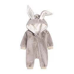 Verve Jelly Neugeborenes Baby Jungen Mädchen Hase Ohr Hoodie Outfit Langarm Overall Strampler Reißverschluss Jacke Body Outfit Samt Grau 59 0-3 Monate von Verve Jelly