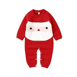 Verve Jelly Neugeborenes Baby Jungen Mädchen Strick Strampler Langarm Overall Weihnachten Overall Pullover Einteiliger Bodysuit Pyjama Outfit Set Rot 3 100 18-24 Monate von Verve Jelly