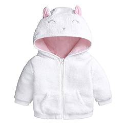 Verve Jelly Neugeborenes Baby Mädchen Jungen Winter Fleece Mantel Kleinkind Kinder Kunstpelzjacke Warme Kapuzen Outwear Strickjacke mit Ohren Weiß 0-3 Monate von Verve Jelly