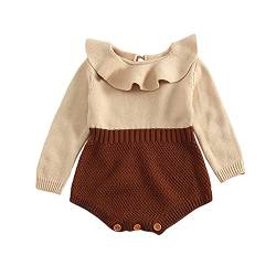 Verve Jelly Neugeborenes Baby Mädchen Kleidung Strampler Rüschen Langarm Overall Strickbody Netter Säuglingsspielanzug Mädchen Herbst Outfits Braun 80 9-12 Monate von Verve Jelly