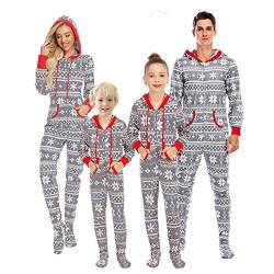 Verve Jelly Passende Familien Weihnachts Pyjama Set Reißverschluss vorne Elchdruck Kapuzenfuß Pjs Einteilige Nachtwäsche für Frauen von Verve Jelly