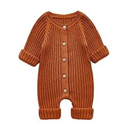 Verve Jelly Säuglings Neugeborenes Baby Mädchen Pullover Strampler Strick Langarm Overall Einfarbig Knopf Body Baumwolle Stricken Outfits Kleidung Orange 73 3-6 Monate von Verve Jelly