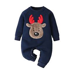 Verve Jelly Weihnachten Outfit Neugeborenes Baby Jungen Mädchen Strampler Elch Print Overall Einteilige Winterkleidung Langarm Body Blau 62 0-3 Monate von Verve Jelly