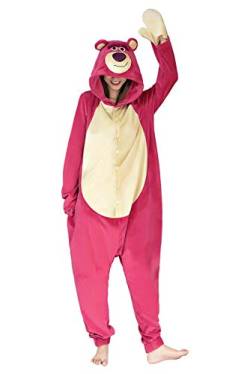 Verycos Erwachsene Damen Einteiler Cosplay Kostüm Huggin Erdbeerbär Pyjama Plüsch Overall Nachtwäsche, erdbeere, M von Verycos