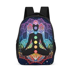 Chakra Lotus Yoga Meditation Schulrucksack Ergonomischer Schulranzen Elegant Schultasche Daypack Rucksack Backpack Kindergartentasche für Teenager Jungen Mädchen Schwarz Grey OneSize von Veryday