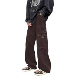 Veryin Baggy Jeans für Damen Y2K Boyfriend Jeans Mode High Taille Casual Loose Denim Cargo Hosen Fallschirmhose mit Taschen von Veryin
