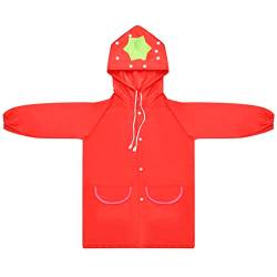 Vesaneae Kinder Regenmäntel mit Kapuze, Süße Regenponcho, Tragbar Wiederverwendbar Regencape, Regenjacke Regenschutz Wasserdicht, Regenkleidung für Jungen Mädchen Outdoor Wandern Camping (Rot) von Vesaneae