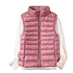 Packable Ultraleichte ärmellose Damen Daunenjacke Weiße Entenfedern Warm Daunenweste Oberbekleidung, rose, 38 von Veslagy