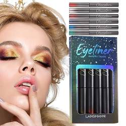 Glitzernder Flüssig-Eyeliner | 6 farbige, langlebige, wasserfeste farbige Eyeliner - Flüssiger Eyeliner Buntes Set für Frauen und Mädchen, Glitzer-Eyeliner, Eyeliner-Set Vesone von Vesone