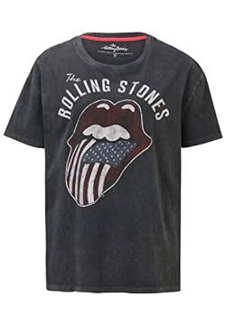 The Rolling Stones Damen Band-Merch Oversized T-Shirt Classic Tongue Logo Vintage, XS ,Schwarz von Vestino