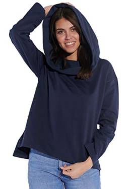 Vestino Damen Hoodie Cropped Kapuze mit Wasserfall-Kragen Vorn Kurz von Vestino