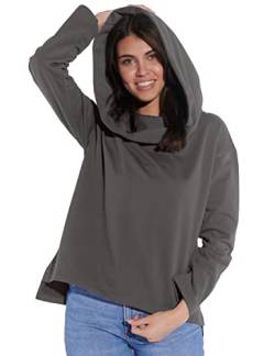 Vestino Damen Hoodie Cropped Kapuze mit Wasserfall-Kragen Vorn Kurz von Vestino