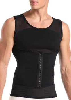 Herren Kompression Tank Top Bauch Kontrolle Shapewear Vest Abnehmen Körper Shaper Unterhemden Taille Trainer（XL-Black） von Vevarble