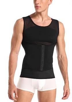Herren Kompression Tank Top Bauch Kontrolle Shapewear Vest Abnehmen Körper Shaper Unterhemden Taille Trainer（XXL-Black） von Vevarble