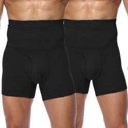 Vevarble Herren Boxershorts Baumwolle Unterhose Hohe Taille Figurformende Bauchweg Männer Boxer Sportunterwäsche Retroshorts (B/B-3XL) von Vevarble