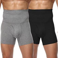 Vevarble Herren Boxershorts Baumwolle Unterhose Hohe Taille Figurformende Bauchweg Männer Boxer Sportunterwäsche Retroshorts G/XL von Vevarble