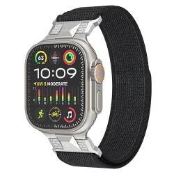 VeveXiao Durable Armor Robustes Nylon-Armband, kompatibel mit Apple Watch Ultra 2, 49 mm, 45 mm, 44 mm, 42 mm, Nylon-Sportarmband, Ersatzband für iWatch Serie 9, 8, 7, 6, 5, 4, 3, 2, 1 SE, Schwarz von VeveXiao