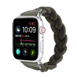 VeveXiao Geflochtenes Solo Loop Stretchy Strap Kompatibel mit Apple Watch Band 41mm 40mm 38mm iWatch Series 7/6/5/4/3/2/1/SE Outdoor Stretch Elastics Wristbelt (38/40/41mm XS, Army Grün) von VeveXiao