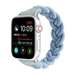 VeveXiao Geflochtenes Solo Loop Stretchy Strap Kompatibel mit Apple Watch Band 41mm 40mm 38mm iWatch Series 7/6/5/4/3/2/1/SE Outdoor Stretch Elastics Wristbelt (38/40/41mm XS, himmelblau) von VeveXiao