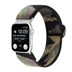 VeveXiao Geflochtenes Solo Loop Stretchy Strap Kompatibel mit Apple Watch Band 45mm 44mm 42mm, elastischer Nylon Stretch Armband für iWatch Series 7/6/5/4/3/2/1/SE Damen Herren von VeveXiao