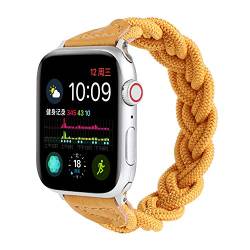 VeveXiao Geflochtenes Solo Loop Stretchy Strap Kompatibel mit Apple Watch Band 45mm 44mm 42mm iWatch Series 7/6/5/4/3/2/1/SE Outdoor Stretch Elastics Wristbelt (42/44/45mm S, gelb) von VeveXiao
