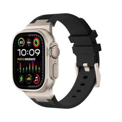VeveXiao Kompatibel mit Apple Watch Ultra 2, 49 mm, 45 mm, 44 mm, 42 mm, Flüssigsilikon-Gummibänder für iWatch Ultra 2, Serie 9, 8, 7, 6, 5, 4, SE, luxuriöses Design, AP, Gummi-Armband mit von VeveXiao