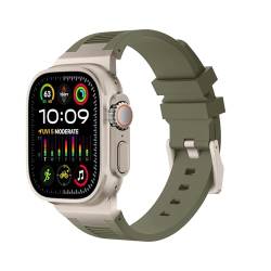 VeveXiao Kompatibel mit Apple Watch Ultra 2, 49 mm, 45 mm, 44 mm, 42 mm, Flüssigsilikon-Gummibänder für iWatch Ultra 2, Serie 9, 8, 7, 6, 5, 4, SE, luxuriöses Design, AP, Gummi-Armband mit von VeveXiao
