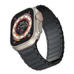 VeveXiao Luxuriöse Designer Magnetbänder kompatibel mit Apple Watch Band Ultra 49mm 45mm 44mm 42mm,wasserdicht weiches Sport Silikon-Schlaufenarmband für iWatch Serie 8/7/6/5/4/3/2/1/SE, Schwarz von VeveXiao