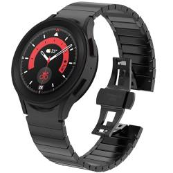 VeveXiao Metallarmband kompatibel mit Samsung Galaxy Watch 6 40mm 44mm Band/6 Classic 43mm 47mm/Watch 5 Pro 45mm/Watch 5/4 40mm 44mm/Watch 4 Classic 42mm 46mm Edelstahl Link Armband (schwarz) von VeveXiao