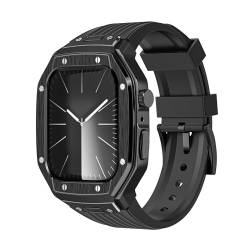 VeveXiao Robuste Schutzhülle mit Band, kompatibel mit Apple Watch-Bändern, 45 mm, 44 mm, Metall-Schutzhülle mit Silikonband, stoßfester Stoßschutz, für iWatch Serie 9, 8, 7, 6, 5, 4, SE, Herren und von VeveXiao