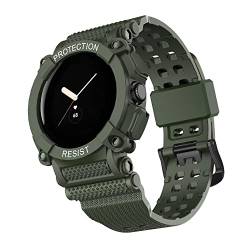VeveXiao Robustes Gehäuseband kompatibel mit Google Pixel Watch Armbändern, Ersatzarmband für Stoßfänger Zubehör für Männer und Frauen (grün) von VeveXiao