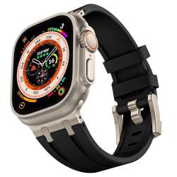 VeveXiao Robustes Luxus-Designer-Armband, kompatibel mit Apple Watch Ultra/Ultra2, 49 mm, 45 mm, 44 mm, 42 mm, Silikon-Armband, wasserdicht, Ersatzband für iWatch Serie 9, 8, 7, 6, 5, 4, 3, 2, 1, SE von VeveXiao