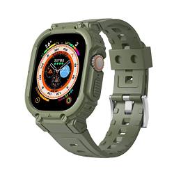 VeveXiao Schutzhülle mit Armband kompatibel mit Apple Watch Ultra 49mm Armband mit Hülle, robuste Schutzhülle mit Armband für iWatch Ultra 49 mm Armband für Herren und Damen (49mm, grün) von VeveXiao