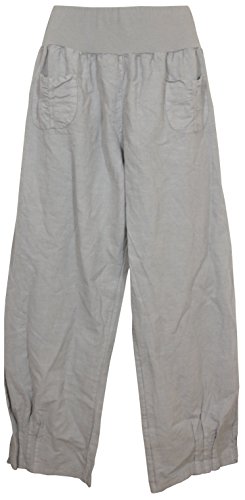 Vexcon Damen Hose/Leinenhose aus luftigem angenehm zu tragendem Leinen, bequemer Schnitt, Gummibund, 2 aufgesetzte Taschen vorne, Größen S – 5XL, Made in Italy von Vexcon