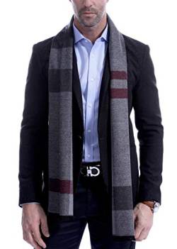 Vextrofort Herrenschal Winter Cashmere Feel Schals für Herren Lange Mode (Schwarz grau rot) von Vextrofort