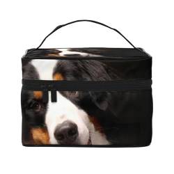 Make-up-Tasche, große Kosmetiktasche, tragbare Reisetasche, Leder, wasserdicht, für Damen und Mädchen,Berner Sennenhund von VhoMes