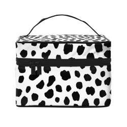 Make-up-Tasche, große Kosmetiktasche, tragbare Reisetasche, Leder, wasserdicht, für Damen und Mädchen,Dalmatiner-Hundemuster von VhoMes