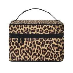 Make-up-Tasche, große Kosmetiktasche, tragbare Reisetasche, Leder, wasserdicht, für Damen und Mädchen,Leopardenmuster von VhoMes