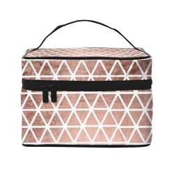 Make-up-Tasche, große Kosmetiktasche, tragbare Reisetasche, Leder, wasserdicht, für Damen und Mädchen,Roségoldene Musterhintergründe von VhoMes