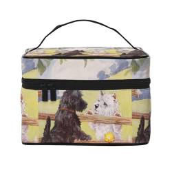 Make-up-Tasche, große Kosmetiktasche, tragbare Reisetasche, Leder, wasserdicht, für Damen und Mädchen,Scottish Terrier Hund West Highland Terrier von VhoMes