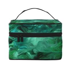 Make-up-Tasche, große Kosmetiktasche, tragbare Reisetasche, Leder, wasserdicht, für Damen und Mädchen,Smaragdgrün von VhoMes