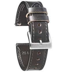 VhoMes Hochwertige Echtleder-Armbänder, braun, weich gewickelt, handgefertigte Pferdeleder-Armbänder, 18 mm, 20 mm, 22 mm (Color : HB117BLK, Size : 18mm) von VhoMes